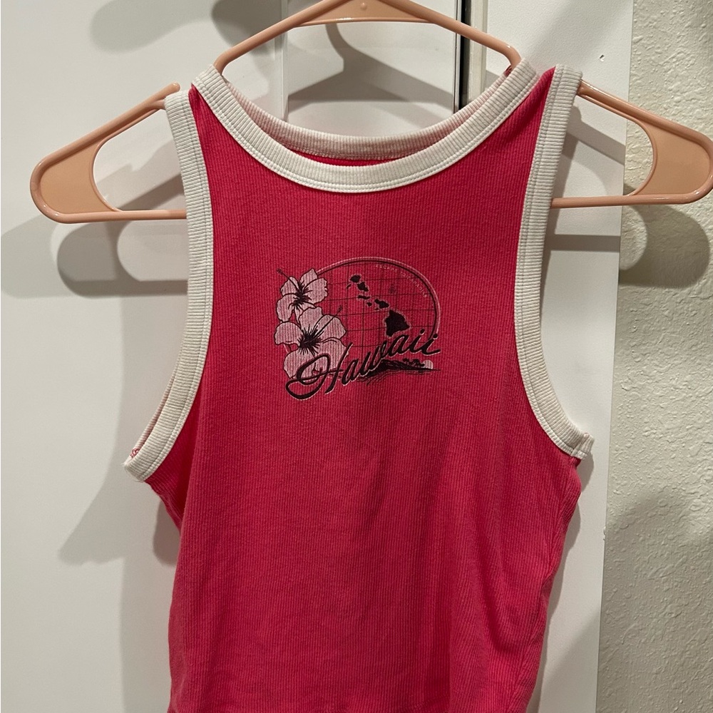Hollister Pink and White Tank Top